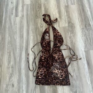 Leopard Print Halter Dress